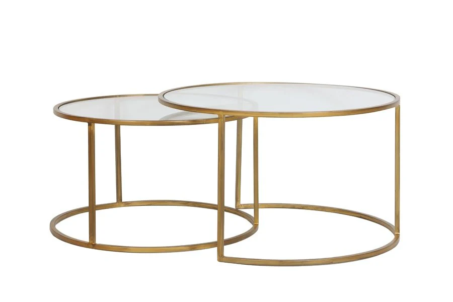 Gold & Glass Coffee Tables (Set of Two) - Image 3